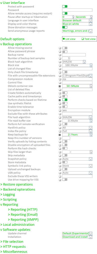 Suggestions for re-design of Advanced Options page - UX - Duplicati