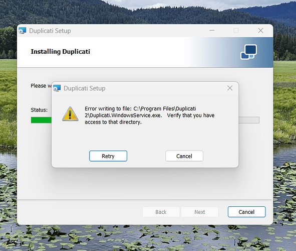 Duplicati error