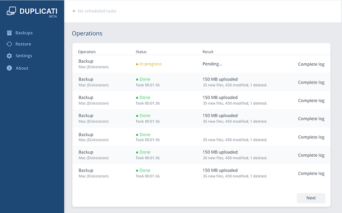 Duplicati UI 2